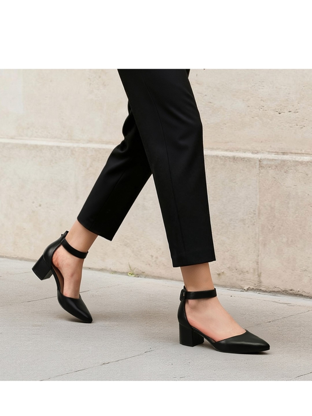 NWT DREAM PAIRS Womens Pointed Toe Chunky Mid Heel Pumps Black Shoes SZ 9